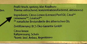 Inhaltsstoffe INCI ätherische Öle